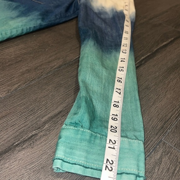 Free People Before Sunrise Ombré Button Down Shirt Blue/Green Size Small - Picture 11 of 13